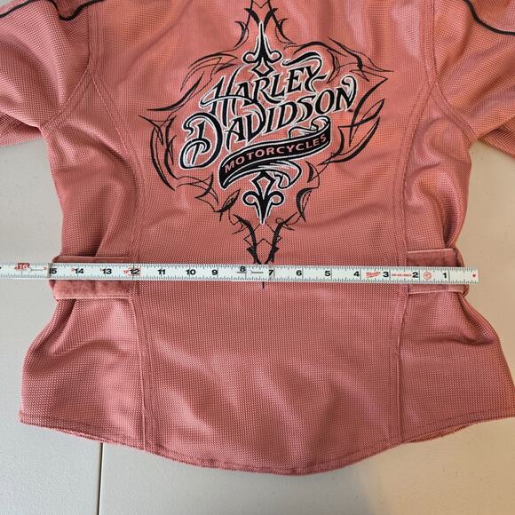 Harley Davidson Mesh Motorcycle Bomber Jacket Women's XS Pink Mesh Logo EUC - Picture 15 of 16